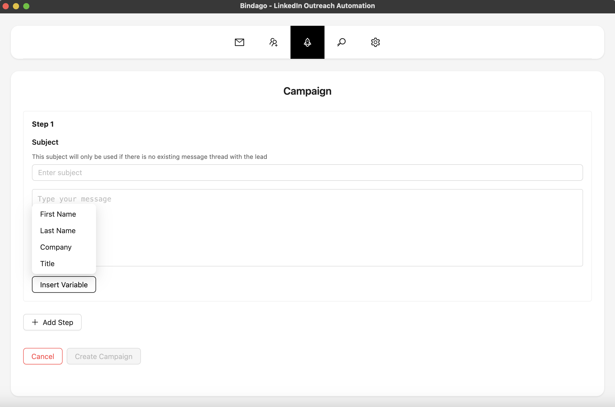Campaign Configuration Interface