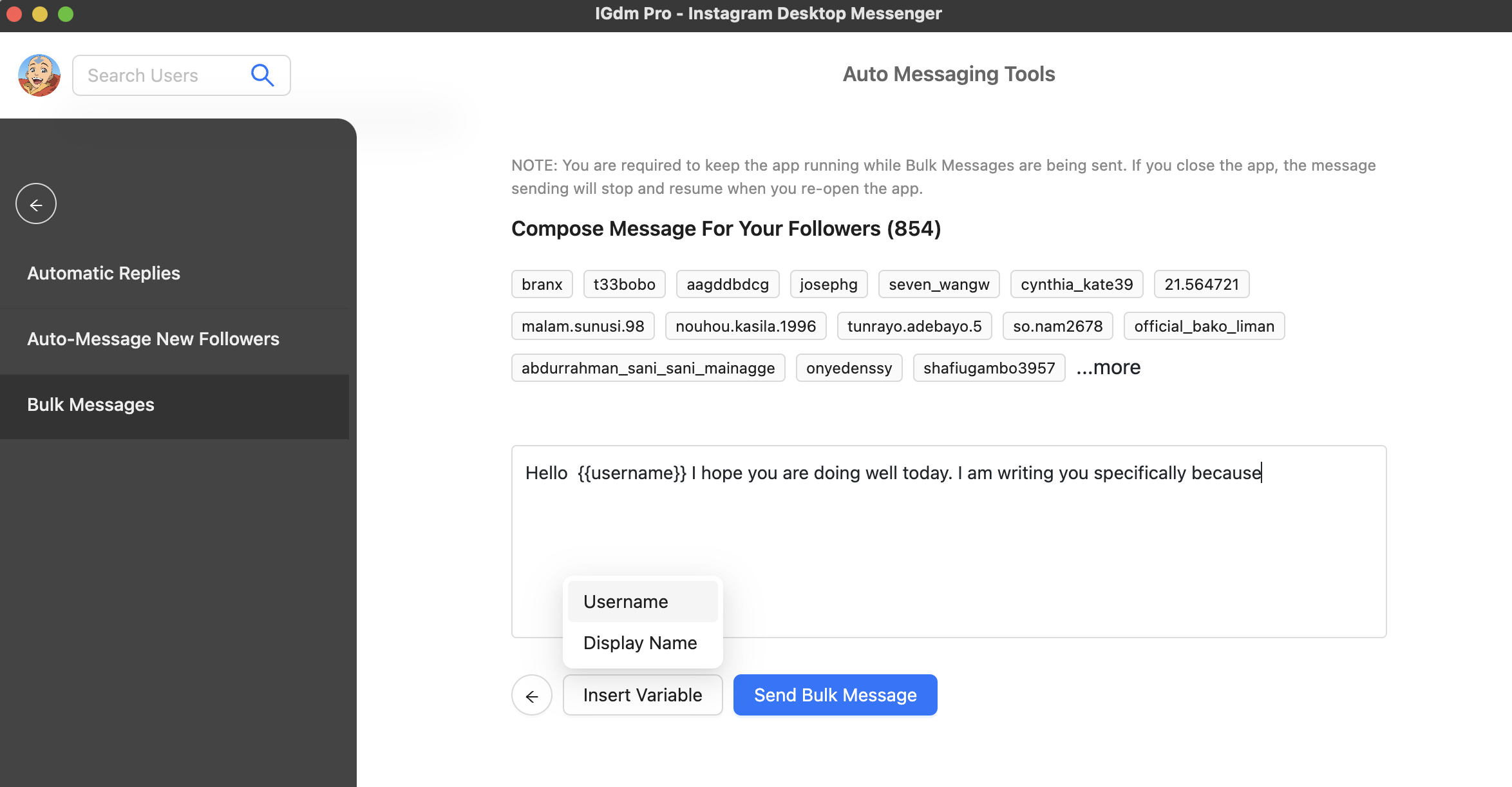 IGdm Pro Compose Mass Message