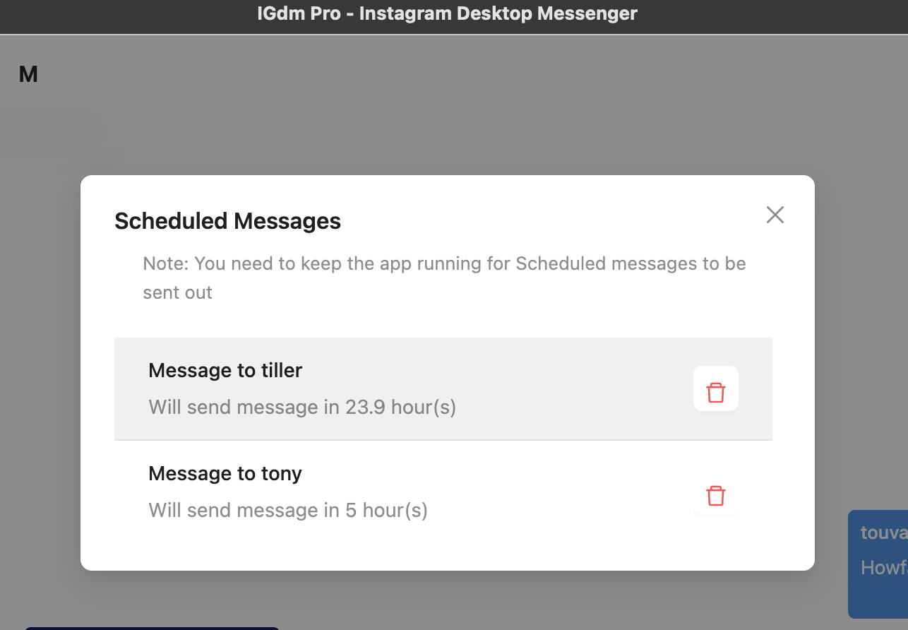 List of Scheduled Messages