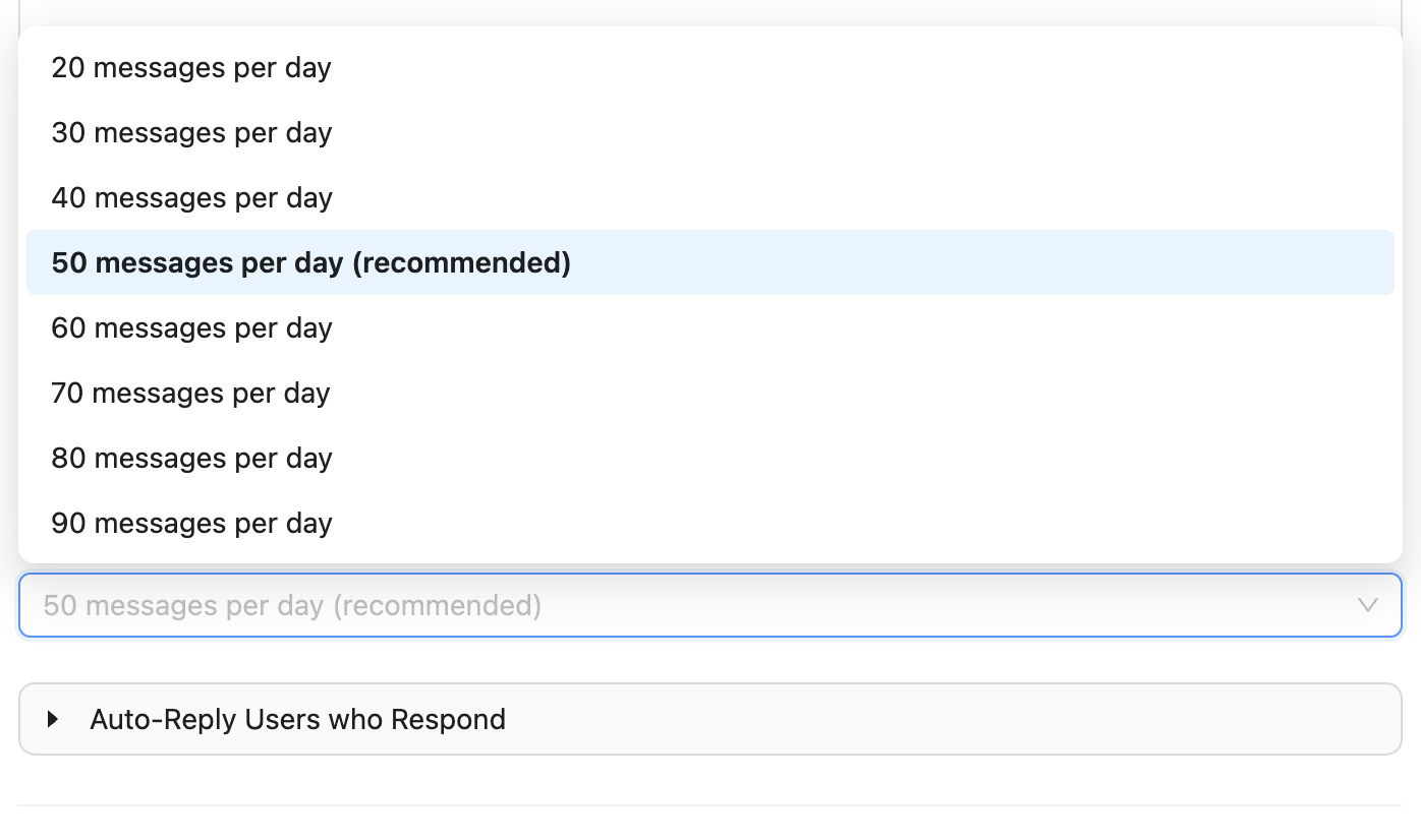 Daily message limit setting in IGdm Pro